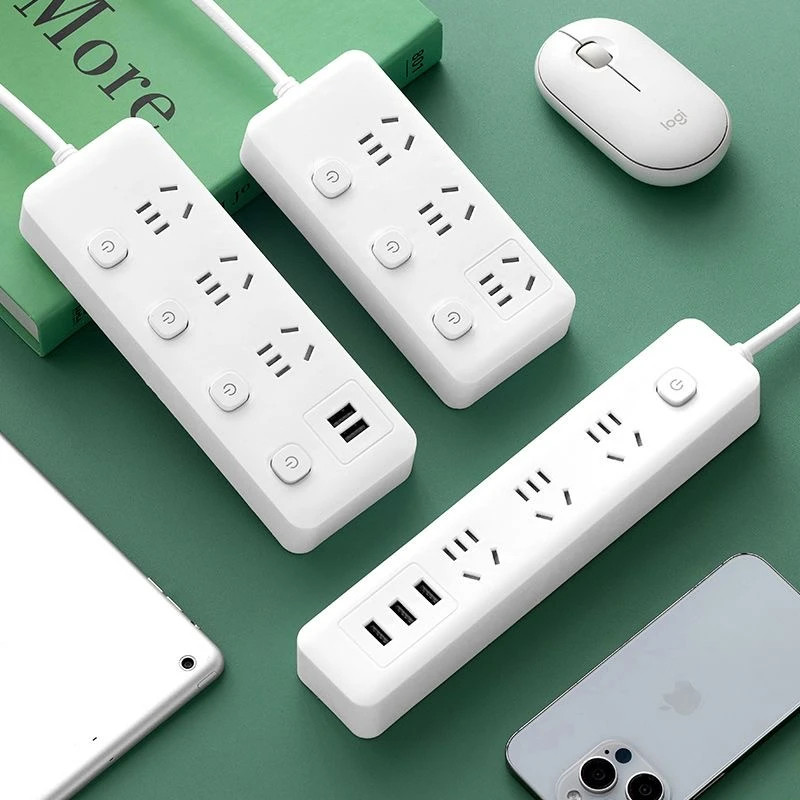 米用插排宿舍用插线板家用插板纯铜芯插座USB办公排查多孔接线板