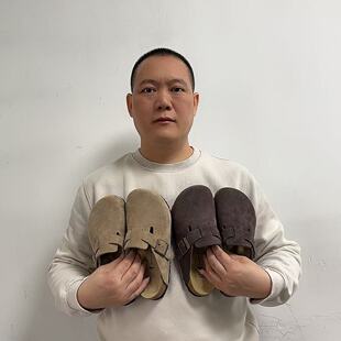 真软木，头层牛皮，勃肯鞋男女同款厚底包头拖鞋外穿BLRYFNOECOPK