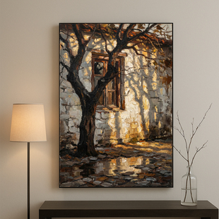 乡村风纯手绘油画 怀旧现实主义印象派光影厚涂美式 斑驳流年