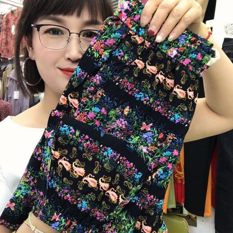 大码民族风花色冰丝休闲裤图片