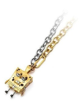 趣味可爱海绵宝宝拼色双层项链卡通动漫周边颈链百搭二次元卫衣链