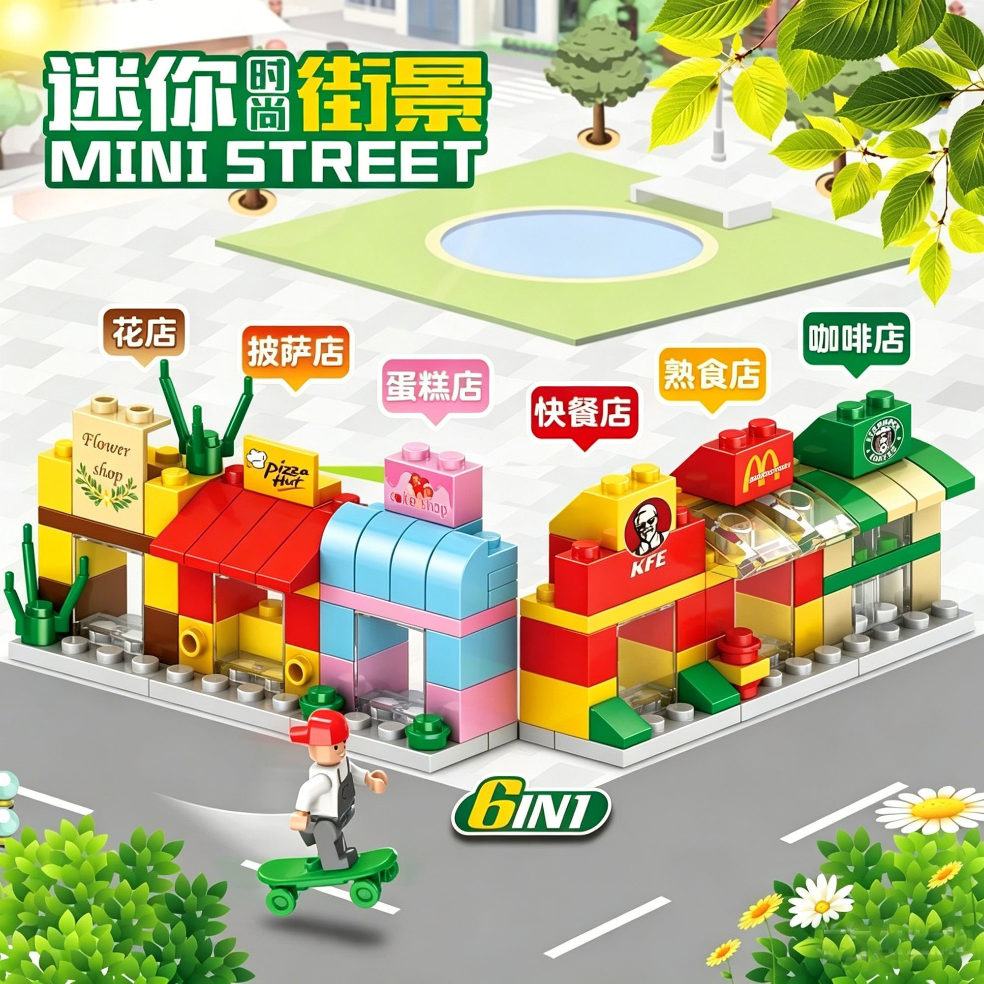 6合1街景积木模型玩具图片