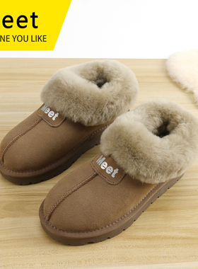 MEET 塔茨特雪地靴羊皮毛一体迷你短靴冬季女靴一脚蹬防滑毛毛鞋