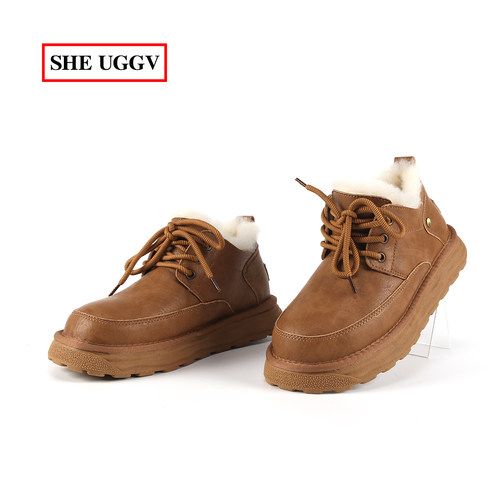 男士纯羊毛雪地靴防滑工装靴男鞋