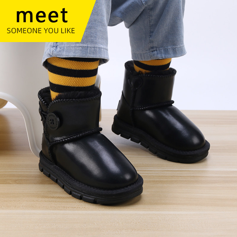 新款防水儿童雪地靴女童加绒防滑棉鞋冬季宝宝鞋真皮加厚短靴子|ruв категории детская обувь/детская обувь/между родителями и детьми обувь, 雪地靴 - от Buy2taobao.com для оказания профессиональной услуги покупки агента Taobao