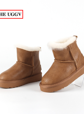 儿童一脚蹬棉鞋宝宝皮毛一体雪地靴加厚羊毛大棉鞋男童防滑童靴子