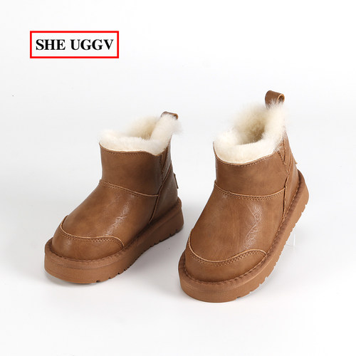 2025冬季新款儿童皮毛一体雪地靴