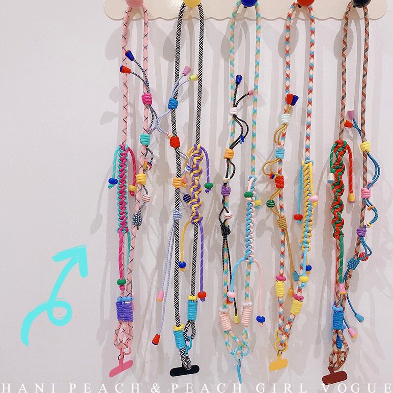 彩色多巴胺小众编织斜挎挂绳 手机定制户外便携相机背带斜挎防丢