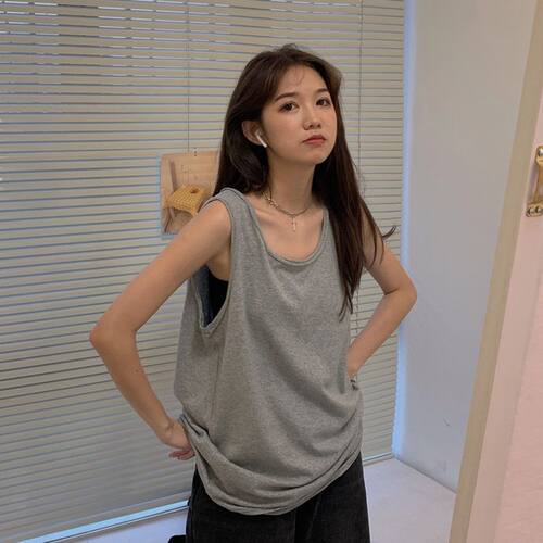 大码宽松百搭纯棉吊带背心女