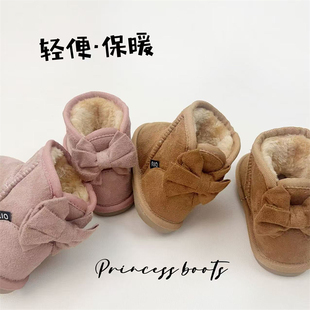 出口小童雪地靴宝宝棉靴防泼水冬季加绒女童公主短靴棉鞋轻便软底