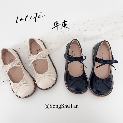 女童皮鞋白色公主鞋黑色礼服鞋