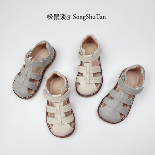 牛皮包头儿童凉鞋罗马鞋真皮软底