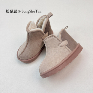 软底短靴防滑 冬季 出口Te儿童短棉靴男女童加绒棉鞋 加棉宝宝家居鞋