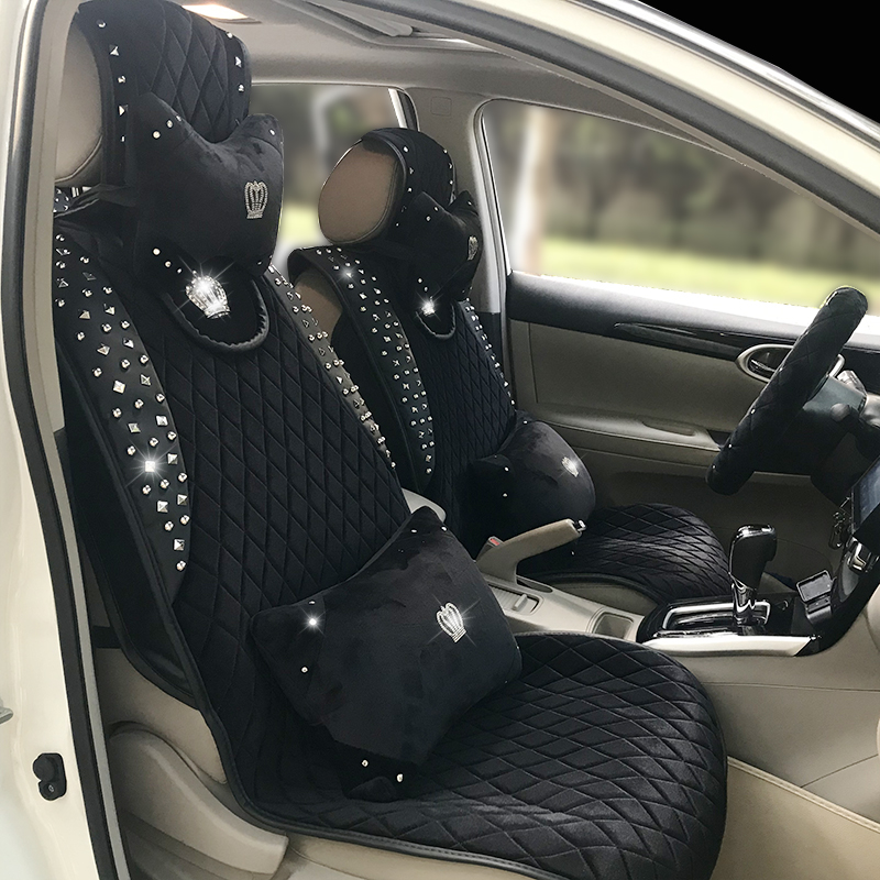 雅越铆钉皇冠毛绒坐垫套 汽车秋冬毛毛坐垫 男女通用四季座椅套