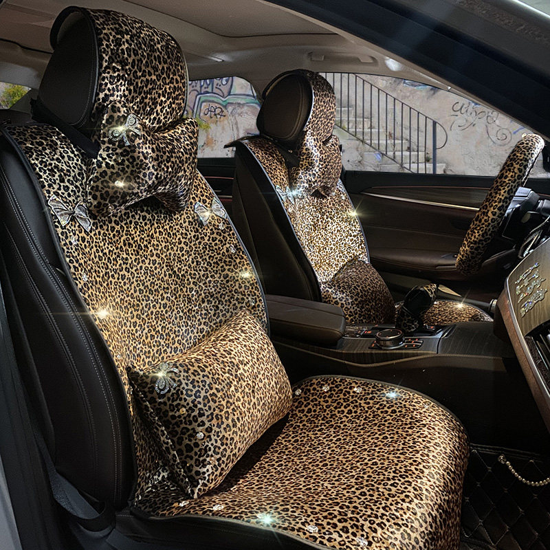 豹纹冬季毛绒汽车坐垫 女神时尚网红全包座椅套镶钻四季通用座垫,汽车用品/电子/清洗/改装,通用座套/座垫,淘宝优惠券,粉丝福利购,淘宝优惠卷