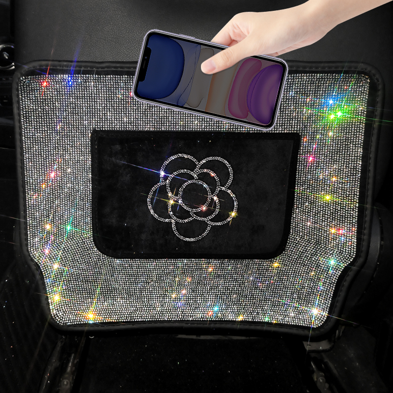 镶钻汽车座椅防踢垫后排儿童座椅防踢垫山茶花防磨垫通用带手机袋,汽车用品/电子/清洗/改装,车用防踢垫/防磨垫,淘宝优惠券,粉丝福利购,淘宝优惠卷