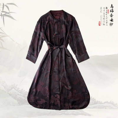 品牌新款香云纱新中式盘扣鸡血藤连衣裙429580