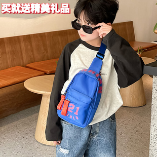 简约休闲儿童斜背包男童背包时A尚小包潮帆布帅气胸包韩版宝宝腰