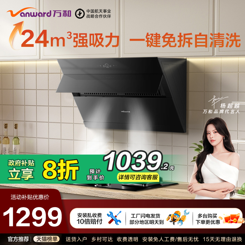 [小双翼]万和24大吸力DJ738 Pro侧吸抽排油烟机一级能效旗舰店