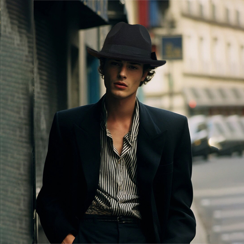 春秋冬季男女保暖卷边毛呢礼帽