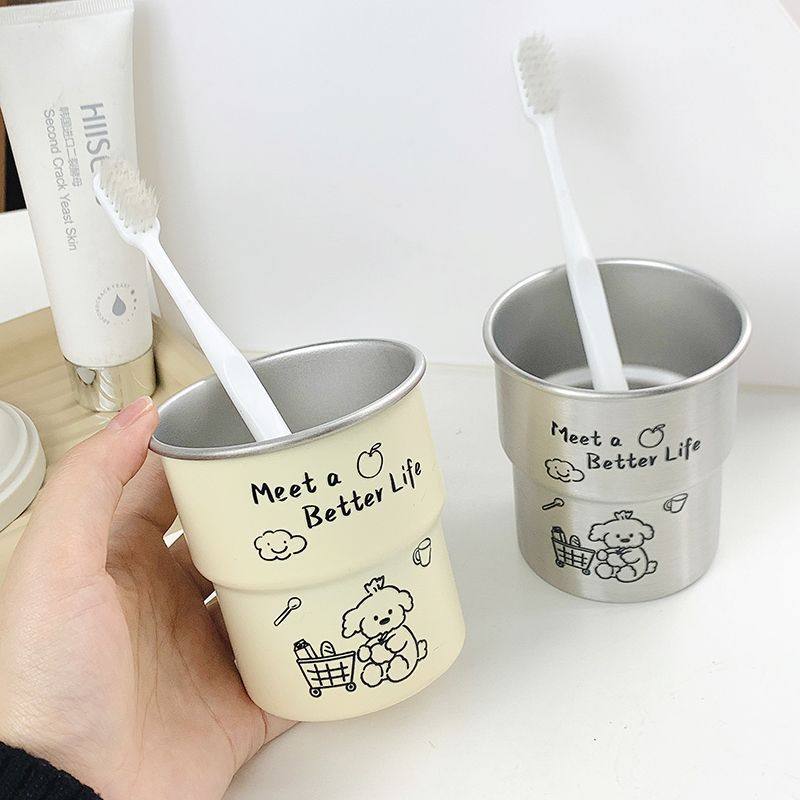 高级可爱比熊狗狗漱口杯304不锈钢阶梯简约高颜值情侣洗漱牙刷,家庭/个人清洁工具,洗漱杯,淘宝优惠券,粉丝福利购,淘宝优惠卷
