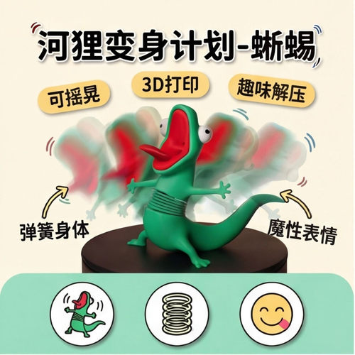【弹簧迷因】蜥蜴解压 品质 Memes 晃动跨境 可德国爆款蜥蜴趣味