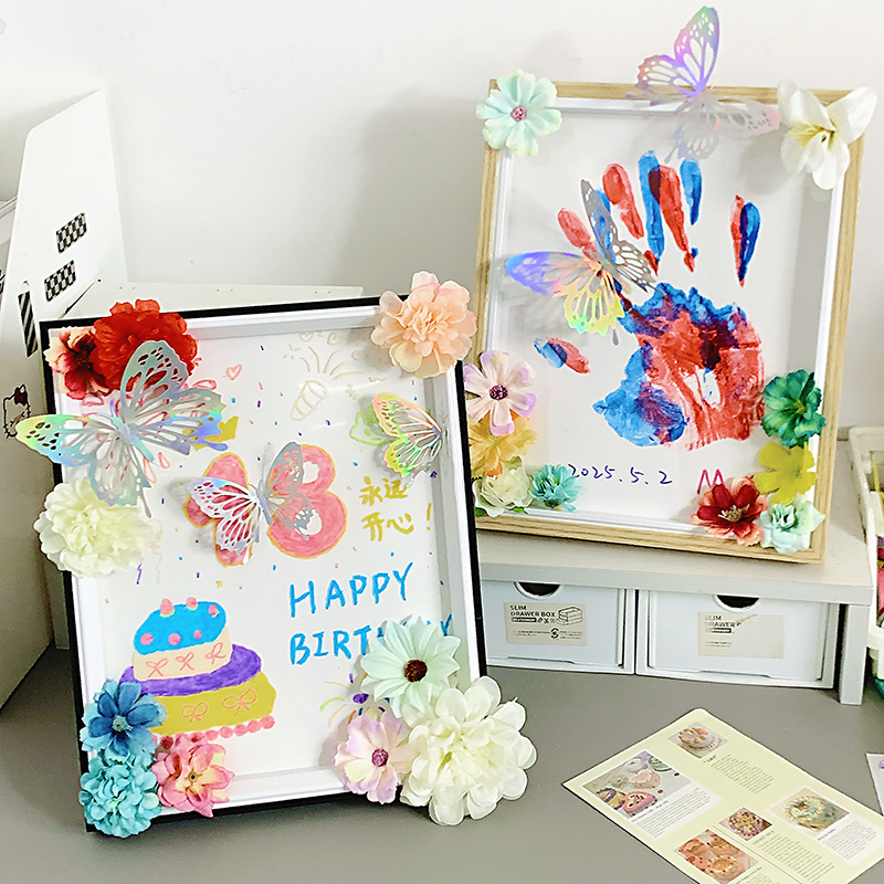 DIY手工材料包蝴蝶桌面A4相框送闺蜜送女友生日礼物情侣纪念相框