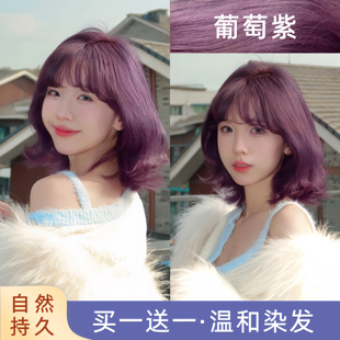 潮发型宝哥葡萄紫染发剂膏树莓紫黑紫色植物泡泡沫2025流行色女纯