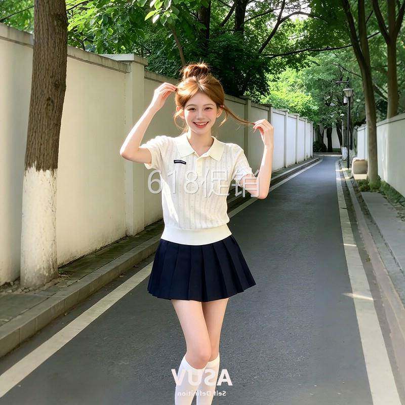 夏天巨好看的韩系穿搭一整套学院风连衣裙夏日绝美俏皮小个子套装