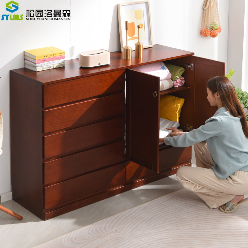 斗柜实木 衣物收纳柜卧室抽屉柜五斗橱靠墙储物柜高款电视柜带门,住宅家具,斗柜,淘宝优惠券,粉丝福利购,淘宝优惠卷