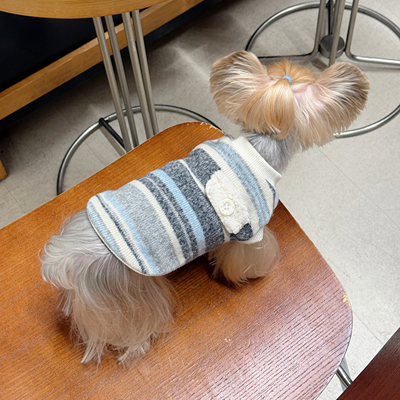 小甜粥宠物服狗狗条纹毛衣保暖秋冬背心约克夏马尔济斯小型犬衣服