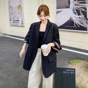韩系高级感廓形西装外套女2025秋季新款松弛感宽松休闲百搭小西服图片