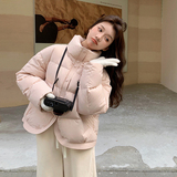 甜美短款羽绒服女2024冬新款学院风超好看宽松显瘦白鸭绒小个子厚，女装羽绒服，2C196