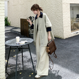 卡其绿翻领风衣外套女2025秋季新款韩系小个子超好看休闲百搭大衣，女装风衣，2C196
