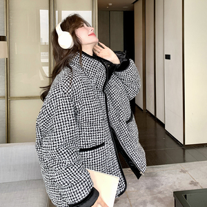 小香风千鸟格羽绒服90白鸭绒9557-P325控488图片