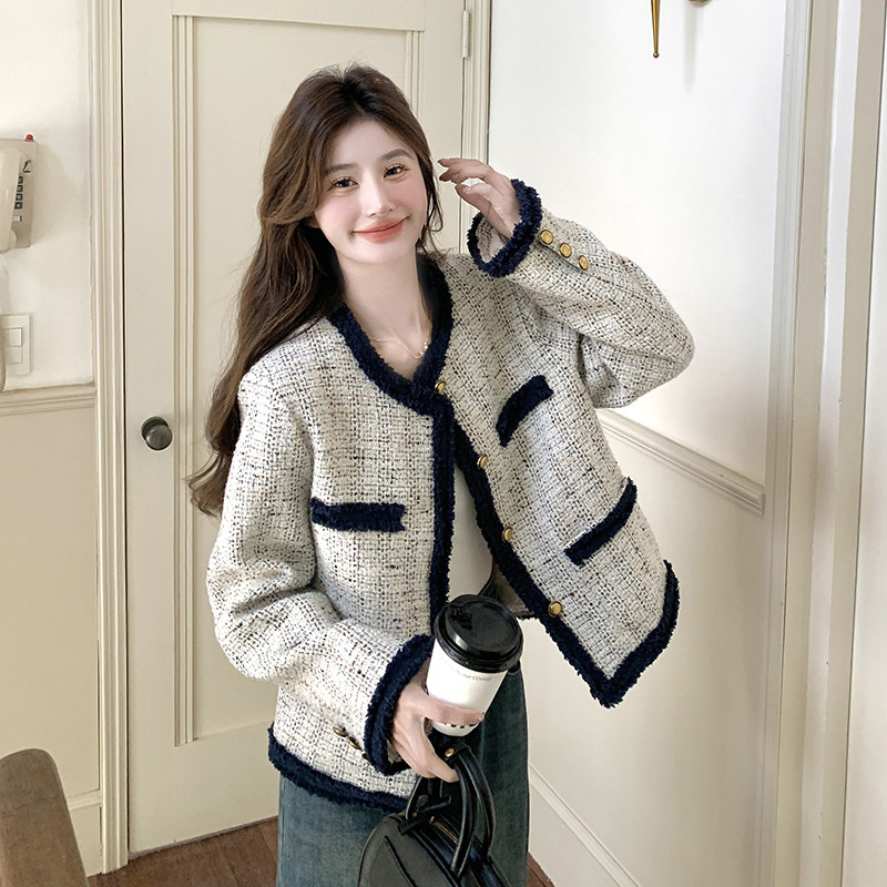 富家千金小香风粗花呢外套女春秋2025新款超火高级感独特漂亮上衣,女装短外套,2C196