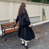 黑色假两件Polo领印花卫衣套装裙女2025秋松弛感减龄半身裙两件套，女装套装/套裙，2C196