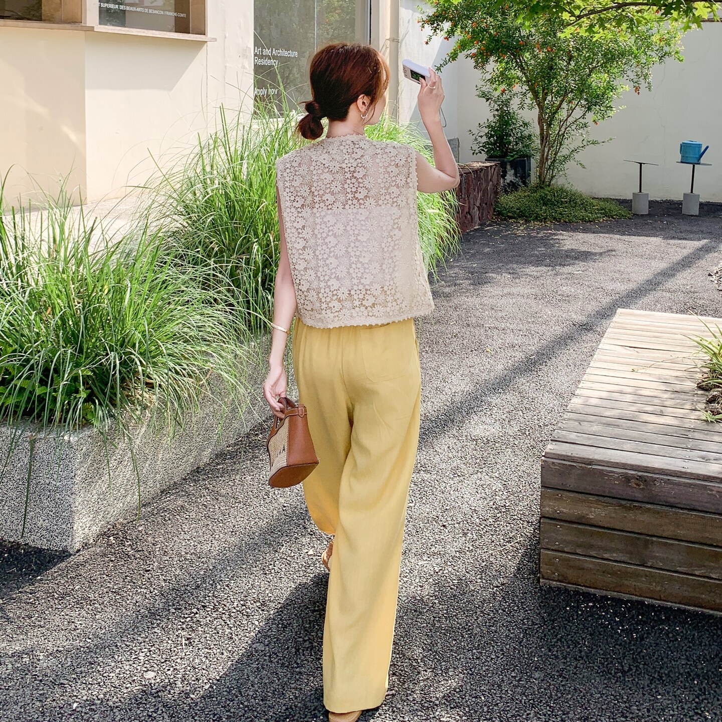 设计感钩花镂空马甲休闲裤套装女2025夏新款韩系轻熟风气质两件套,女装套装/套裙,2C196