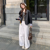 甜酷风格子拼接黑色皮衣外套女春秋2025新款甜美显瘦炸街PU夹克，女装皮衣，2C196