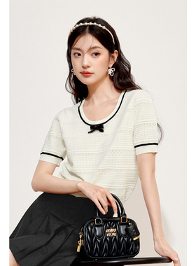 【商场同款】诗凡黎白色miu系小香风针织衫2024秋新款女3F7731911