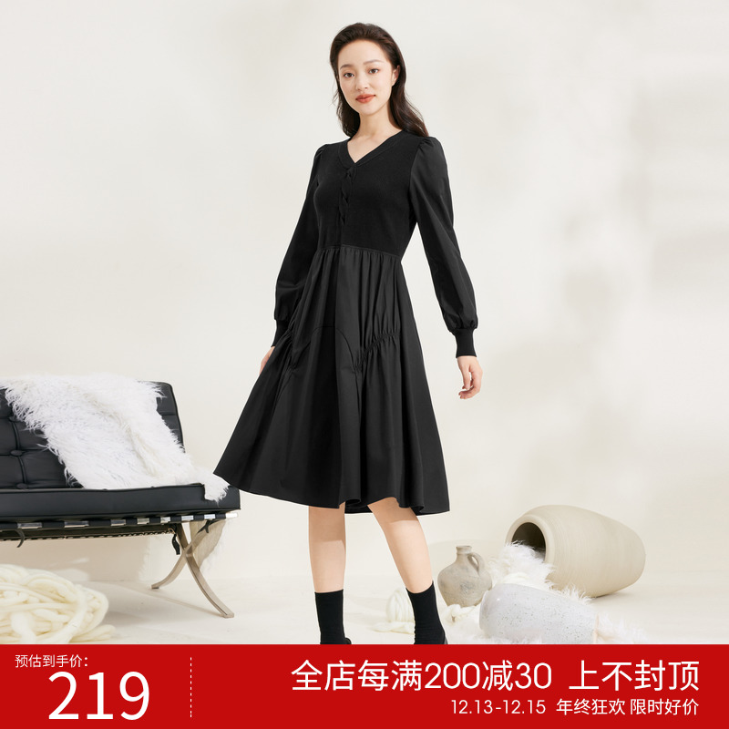 【商场同款】伊芙丽2023秋冬新款连衣裙1DA193601-1