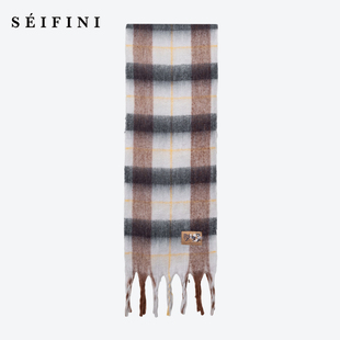诗凡黎绵羊毛格子氛围感围巾2025冬新款韩系百搭保暖披肩情侣围脖