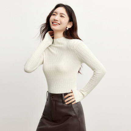 伊芙丽羊毛羊绒衫内搭上衣针织衫毛衣上衣2024秋冬新款女打底衫