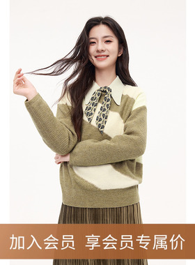 【商场同款】诗凡黎设计感条纹针织衫2023冬新款上衣女3EB132641