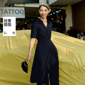 伊芙丽结构设计感高质感二醋酸衬衫 小黑裙 新款 式 连衣裙女2024夏装