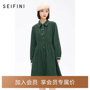 磨毛圣诞娃娃裙3DB292621 诗凡黎连衣裙2022冬新款 商场同款