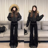 高腰显瘦弹力百搭春秋拖地喇叭裤 美式 爆款 女春季 子 黑色微喇牛仔裤