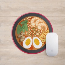 萝卜粽防水卡通圆形鼠标垫锁边可爱创意加厚拉面美食日系办公游戏
