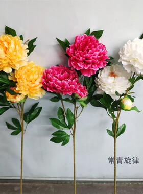 落地牡丹花假花仿真花客厅塑料黄色高枝荷花摆设佛堂睡莲佛前供花