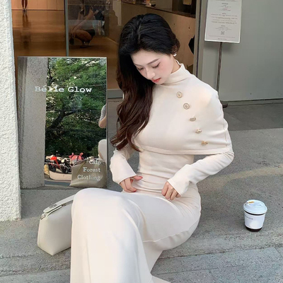 “锦时玉立”针织连衣裙两件套